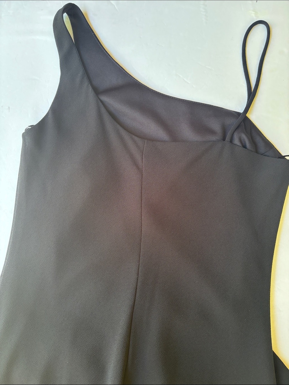 Vintage 90’s Minimalist Black Long Maxi Gown Asymmetrical Bias Homecoming Formal - Picture 9 of 16